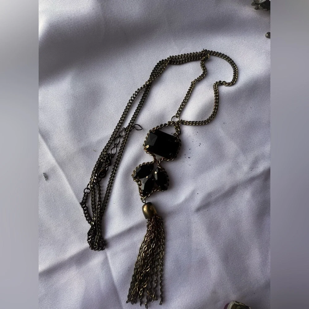 Vintage statement gold and black necklace and earrings set